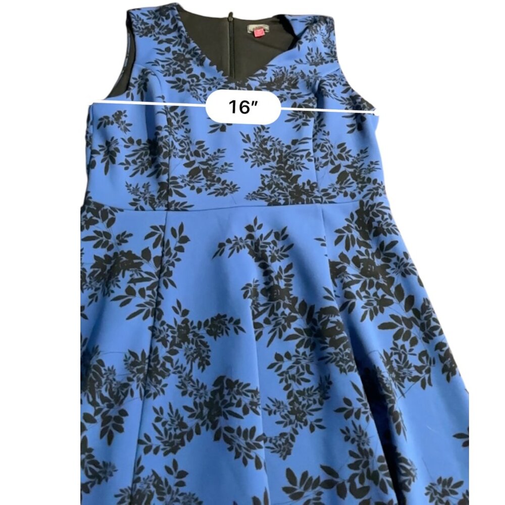 Vince Camuto Women's blue floral sleeveless fit and flare dress sz‎ M - Picture 7 of 11